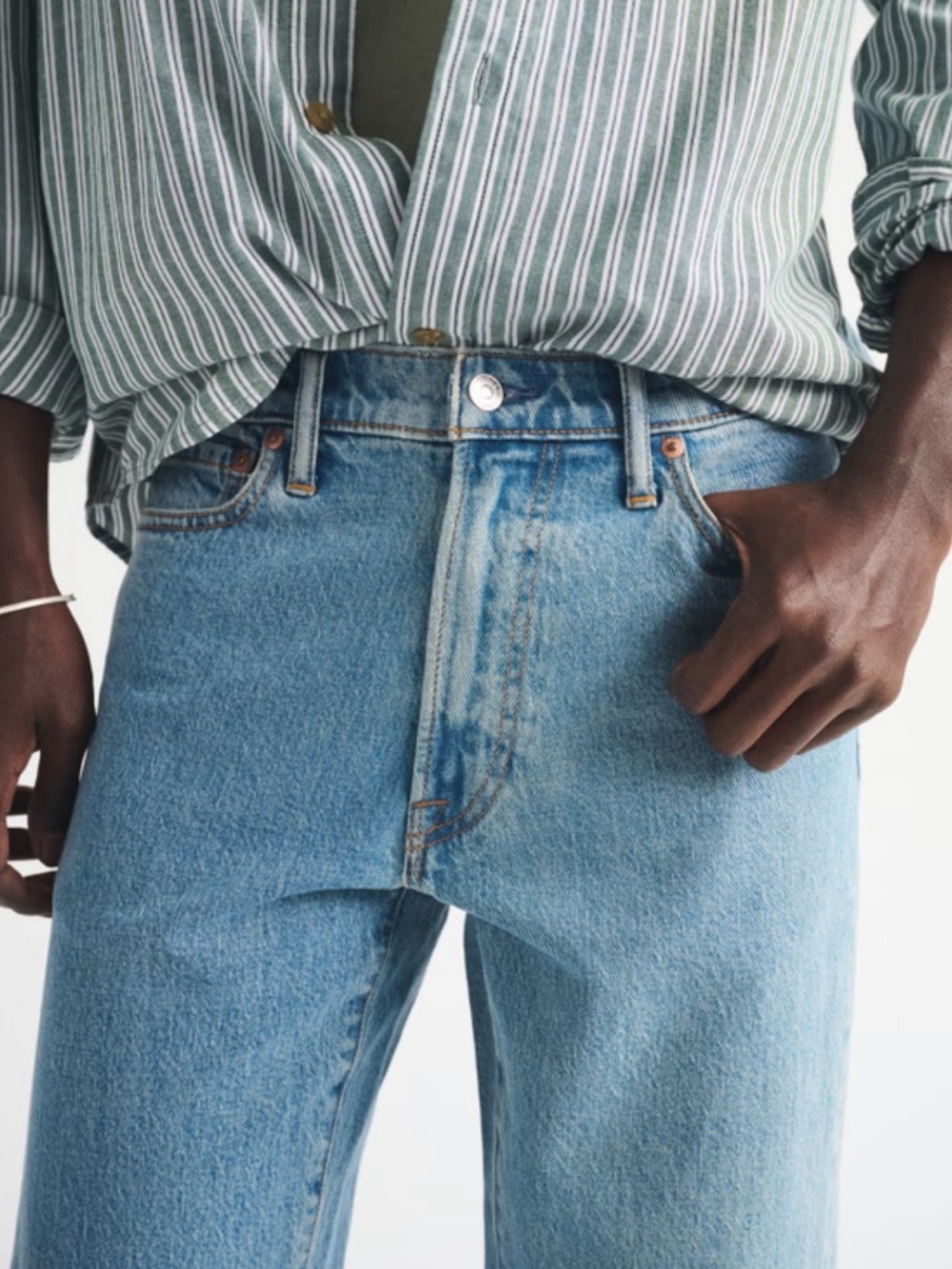 Abercrombie & Fitch Vintage Stretch Straight Men's Light Blue Jeans Sz 28W 30L - Picture 3 of 11